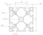 Dibujo técnico Perfil de Aluminio Ranurado Negro 8080 80x80mm ranura en T 8mm dimensiones