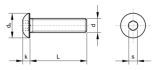 Tornillo de cabeza abombada con hexágono interior M5x8 ISO 7380 plano acotado L dₖ k s