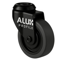 rueda giratoria 75 mm negra perfil aluminio